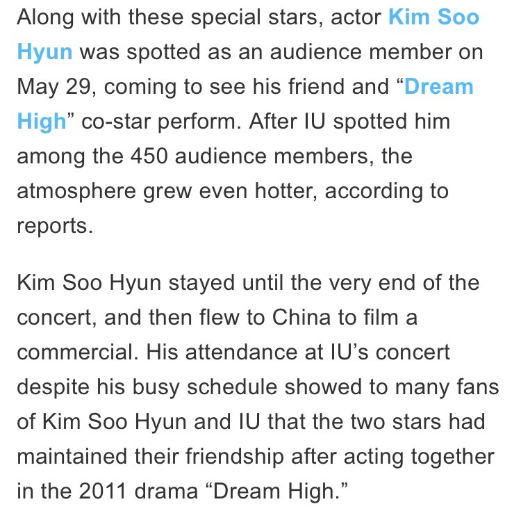 Also, remember when Kim Soo Hyun went to IU’s concert last 2014 and stayed until the very end before he flew to China for his schedule