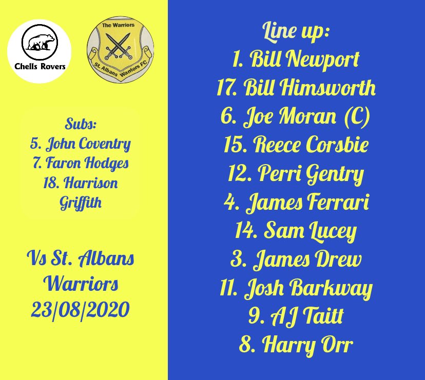ChellsRoversFC's tweet photo. Another 4-2 win against @AlbansWarriors to make it back to back wins for the Rovers, 2 from @JoshBarkway_ 1 from @JuniorT_11 and a beauty from @JamesFerrari7 another great performance from the boys, onto the next one, up the Rovers https://t.co/tX0vT76nJ1