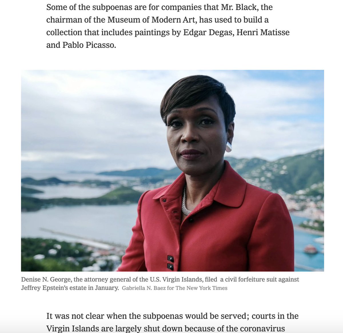 Black has spent the past year trying to distance himself from Epstein, but he has refused to provide basic details about the extent of their yearslong relationship. The subpoenas from the Virgin Islands' attorney general could be a big step in discovering what actually happened.