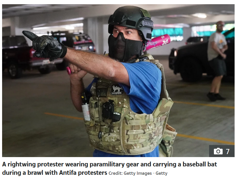 That pink bat with daises really completes his outfit. Is any militia group going to claim ownership of this guy, from Portland yesterday? https://www.the-sun.com/news/1354432/portland-brawl-breaks-out-proud-boys-antifa-fight/
