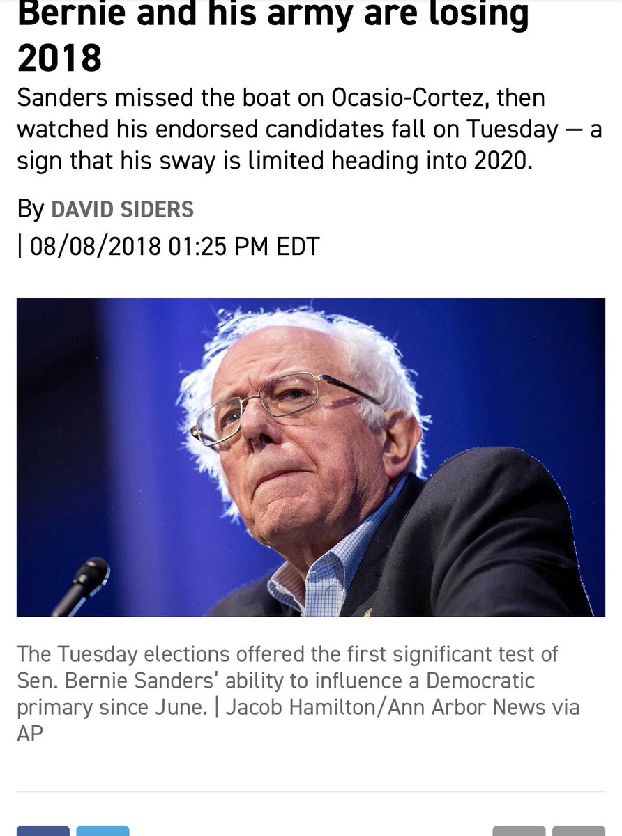 In 2016, on a very careful read of exits and polling data - I knew if the “Very Left” stuck with Bernie they would lose. If they had chosen a new leader to promote their movement - they would have built on some of their momentumNina Turner will further sink their movement