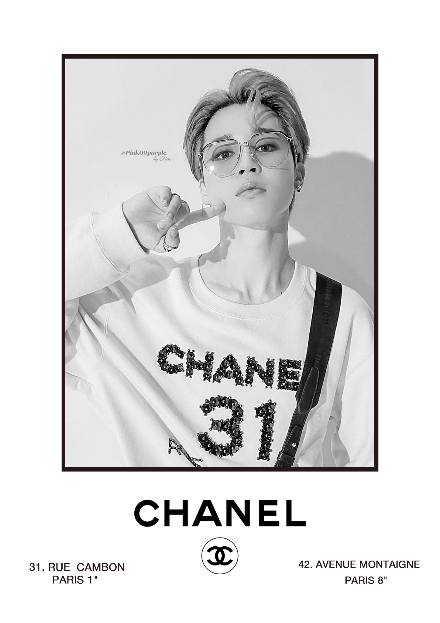 𝐂𝐡𝐢𝐦 ʲⁱᵐⁱⁿ Chanel Jimin 高画質を載せる前に Chanelは私も1番のご贔屓ブランドなのでvintage Ad風にしちゃった ホーム画面サイズはフォロワーﾆﾑ限定 にアップしました 保存の際はrt いいねをお願いできると嬉しいです