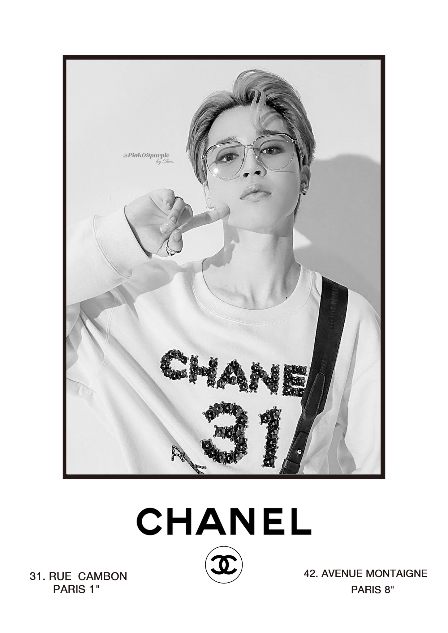 Twitter 上的 𝐂𝐡𝐢𝐦 ʲⁱᵐⁱⁿ Chanel Jimin 高画質を載せる前に Chanelは私も1番のご贔屓ブランドなのでvintage Ad風にしちゃった ホーム画面サイズはフォロワーﾆﾑ限定 にアップしました 保存の際はrt いいねをお願いできると嬉しいです