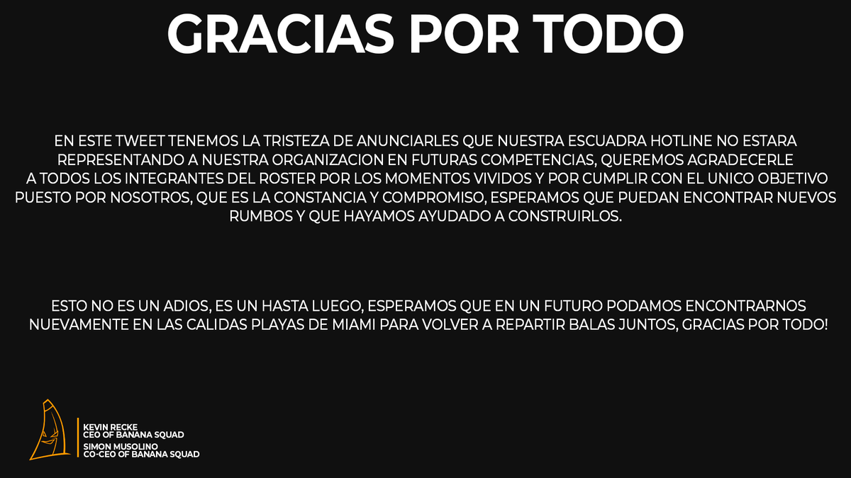 Gracias por todo // Roster Hotline

Queremos agradecerle al roster hotline por los momentos vividos junto con nosotros, pero es tiempo de decir adiós, esperamos que nos podamos cruzar en un futuro!