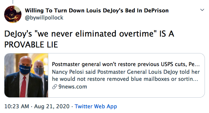 "DeJoy is a DePerjurer" shot/chaser  #DeJoyMustGo
