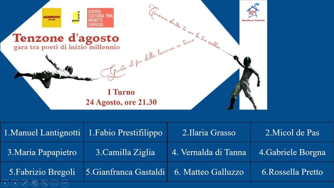 RPoetiche's tweet photo. Il guanto della sfida è stato lanciato e i dodici poeti sono pronti a rispondersi per le rime in un duello all’ultimo verso. La versione contemporanea e digitale della tenzone poetica si svolgerà in diretta Facebook e YouTube il 24, 30 Agosto e 7 Settembre dalle ore 21:30. https://t.co/ZJIfhPFUlD
