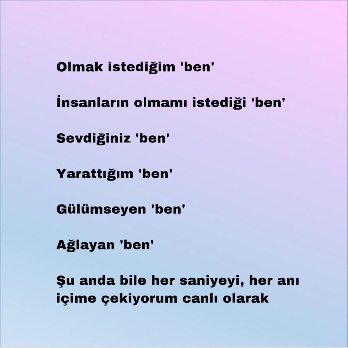 Artık son kısımlarda Namjoon çoklu benlik fikrini çok güzel bir şekilde tartışıyor ve aşırı uç olmaya gerek olmadığını onaylıyor. Kendi içinde çokluluğa ve daha fazlasına yer var, bu gerçekten rahatlatıcı bir fikir.(Anksiyetenin neden olduğu gölgelerle kıyaslayınca)