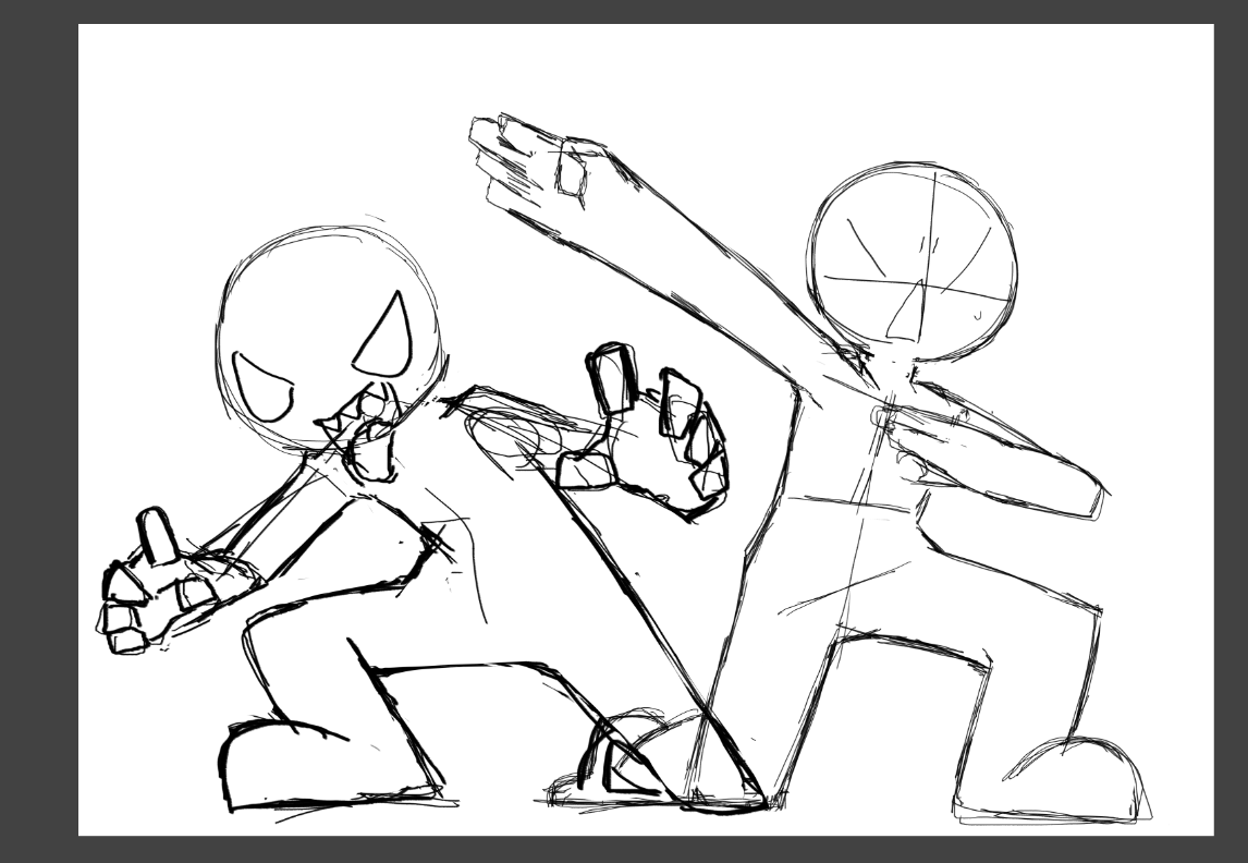 すっごい楽しい。ラフがすでにアホみたいなポーズとってるけど描いてる側もアホみたいに楽しくて笑いながら描いてるからヨシ。手の描き方も思い出してきたし、このくらいのデフォルメ感がとても好き。なんだこれ 