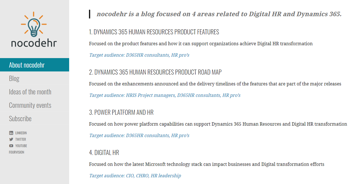 nocodehr's tweet photo. Do you want to know how Dynamics 365 Human Resources can help your organization transform into the future?
Announcing my new blog site: https://t.co/mEkoWzqvq2 with a renewed focus on Digital HR and Dynamics 365!
#nocodehr #d365hr #powerplatform #microsoftdynamics365 https://t.co/K0PQq8Eyli