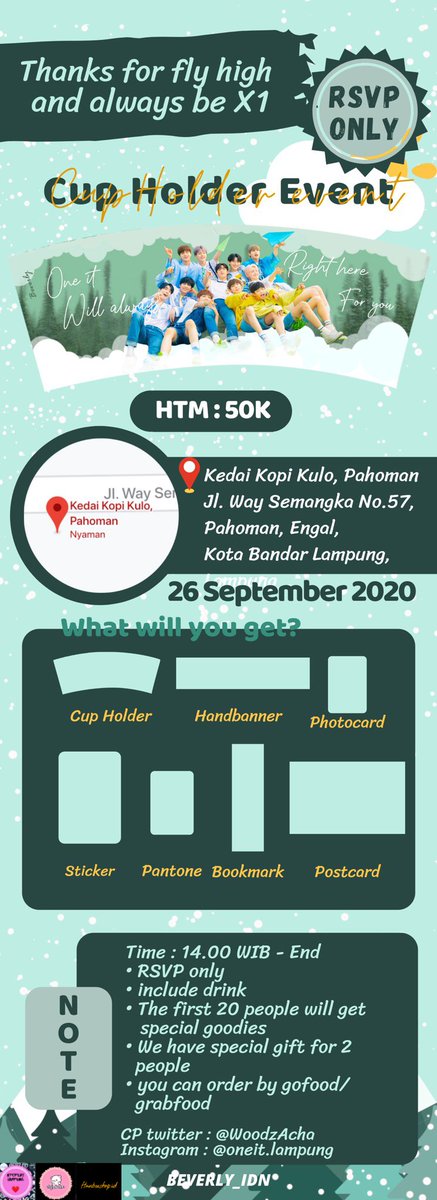 WoodzAcha's tweet photo. Hello Oneit Lampung

Let's come and join us to celebrate X1 1st ANNIVERSARY EVENT by @oneit.lampung X @beverly_idn

Open RSVP Senin 24 Agustus s.d Minggu 24 September 2020

X1 1st Anniversary RSVP
https://t.co/FLFxjQ27r8 https://t.co/W7q2aUlJm6