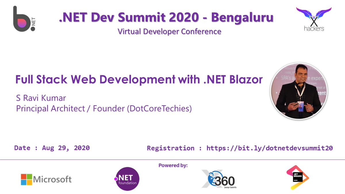 XHackersco's tweet image. 📢Learn building Full Stack C# apps with #Blazor
Join @techierathore at #dotnetdevsummit20 on Aug 29 where he talks about #WebAssembly, blazor, creating #web and #desktop applications using Blazor.

👉Register here: bit.ly/dotnetdevsummi…
#dotnet #microsoft #events #tech #live