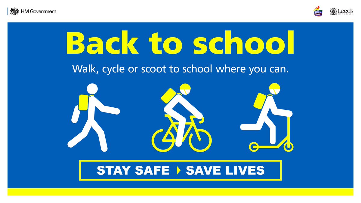 LeedsCC_News's tweet photo. We’re encouraging people to walk, cycle or even scoot back to school, if they live within 2 miles. This will help save space on public transport for those who really need it &amp; it will help us make Leeds greener! 🚶 🚴 🛴#WalkCycleScoot #Backtoschoolsafely https://t.co/GHxmT2RpZu