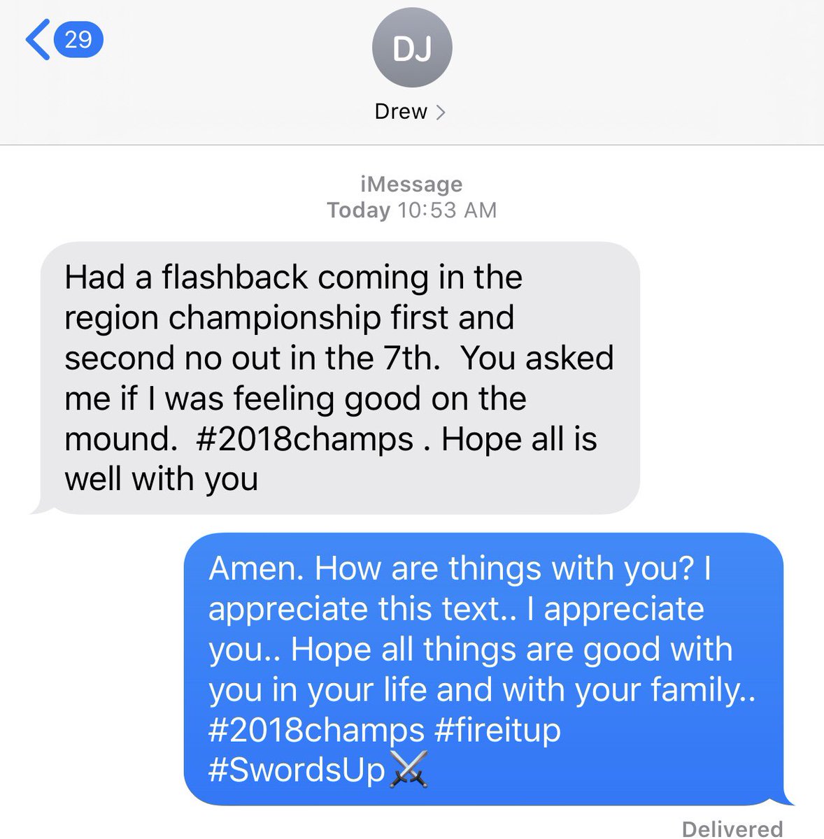 CoachYagz's tweet photo. A few minutes ago.. Love that our guys stay in touch — So much bigger than Baseball.. Can’t put a price on the relationships.. Excited to see the next group of the Spartan family come together in the weeks ahead.. #DrewJackson #WhereIsDrew #WorkingAbsCoach #SwordsUp⚔️ #2018Champs https://t.co/cZRmUfF5sk