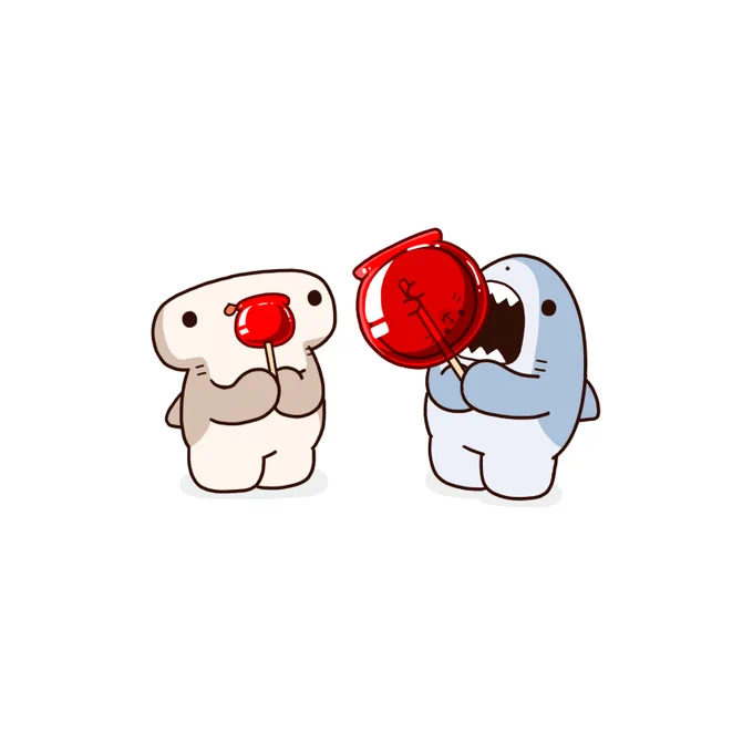 りんご飴を食べるサメ #サメーズ 