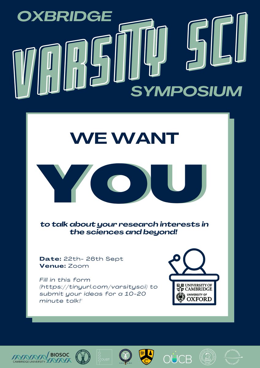 We are very excited to be co-hosting the Oxbridge Varsity Science Symposium! The event is a five-day symposium which will bring together the best in research from Oxbridge!

Find out more about the event and how you can be involved here:
facebook.com/events/3569981…