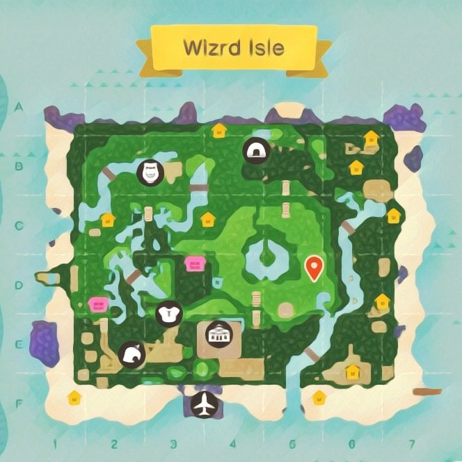 CraterCrossing's tweet photo. Wizard isle map update!! Gonna redo some stuff soon probably & update the dream address! #acnh #AnimalCrossingNewHorizons #acnhmaps https://t.co/TSZCW9iHIo