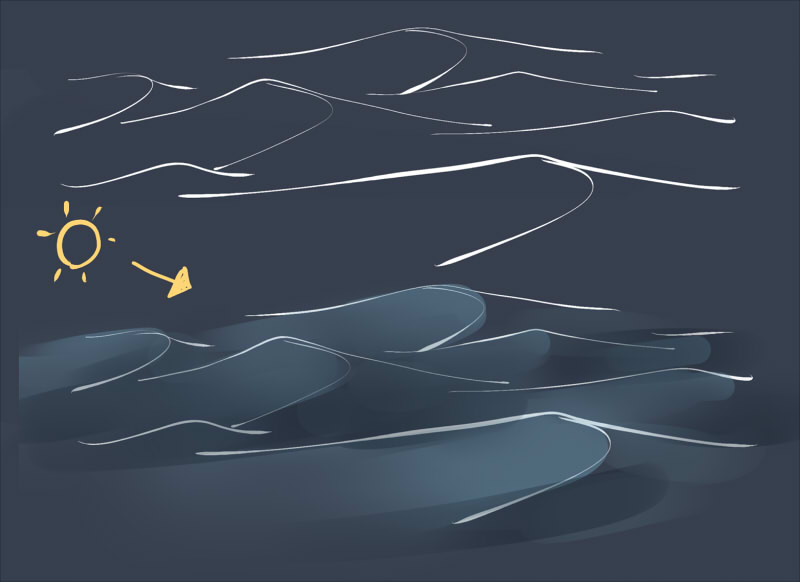 <a href="/pancy88705010/">猫Bank</a> 本物を良く観察することと、観察する際に法則性を探すと絵に落とし込みやすくなります。例えば波は立体物のですので光源に対応するように陰影をつければ波になります。あと暗い色から描くと描きやすいです