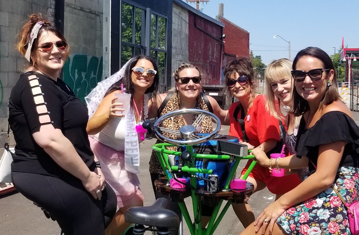 CleveCycleTours's tweet photo. Emily's bachelorette outing! @NanoBrewCLE @saucybrewworks https://t.co/m04YARn3sj