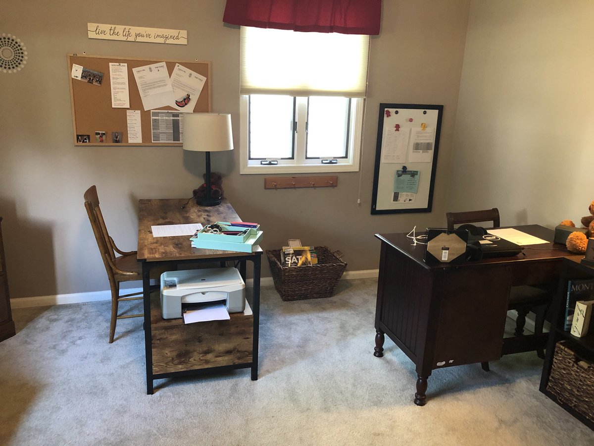 My daughter and son start school tomorrow. We rearranged a room at home to be their classroom. Have you prepared a designated space for your children to work and learn? #NBSColtPride