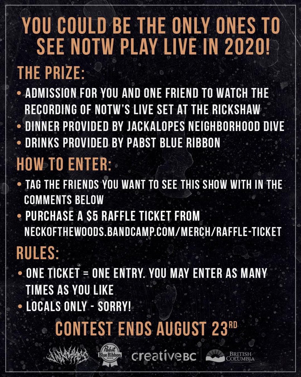 Today is the last day to enter the draw to watch us play live!