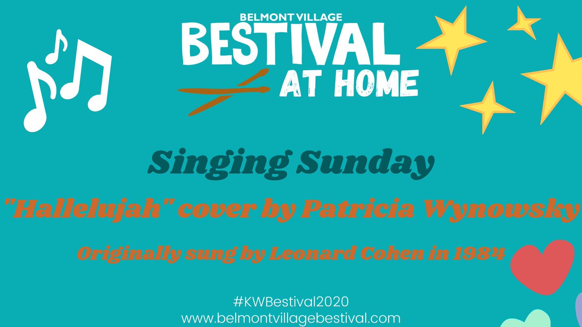 Welcome to our 1980s week!

We would first like to thank one of our sponsors for Bestival 2020, Swanson's Home Hardware Building Centre! 

Today's video is a cover  by Patricia Wynowsky of the famous song Hallelujah.

The video is on our FB, Instagram, and website! #Bestival2020