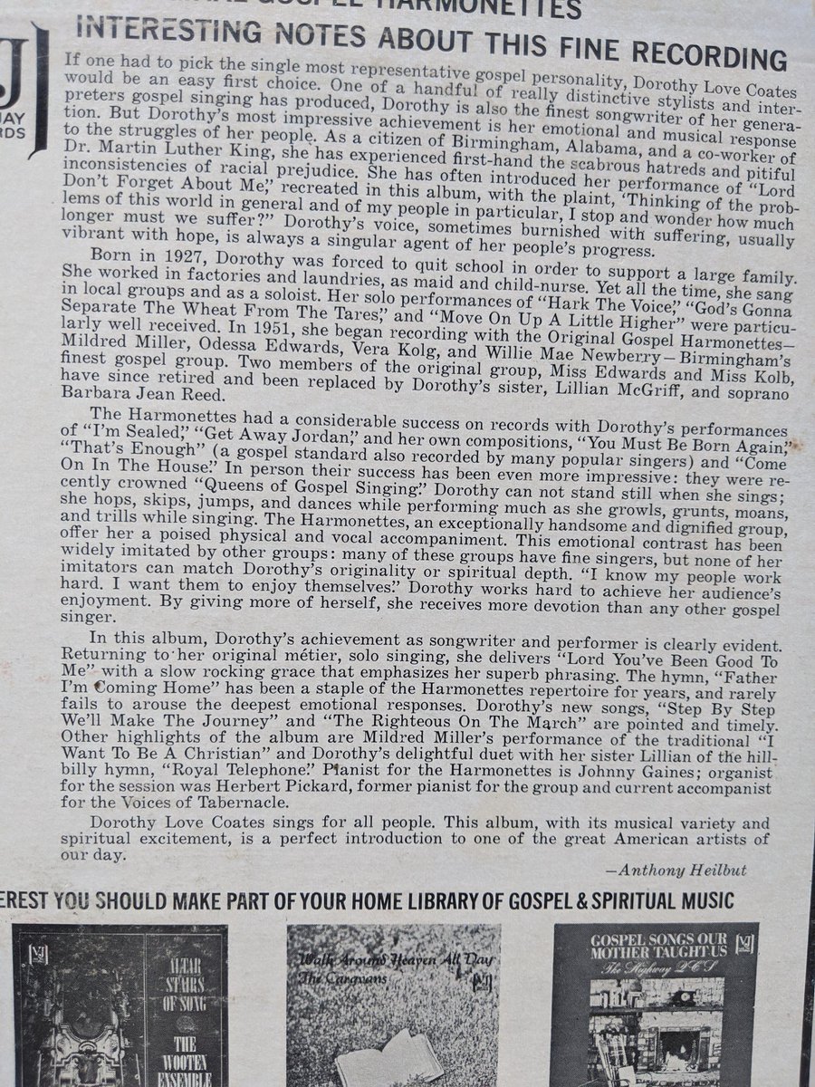 ... led by singer and songwriter Dorothy Love Coates. As the notes on the back cover point out, she was a civil rights activist who worked in Birmingham with MLK.