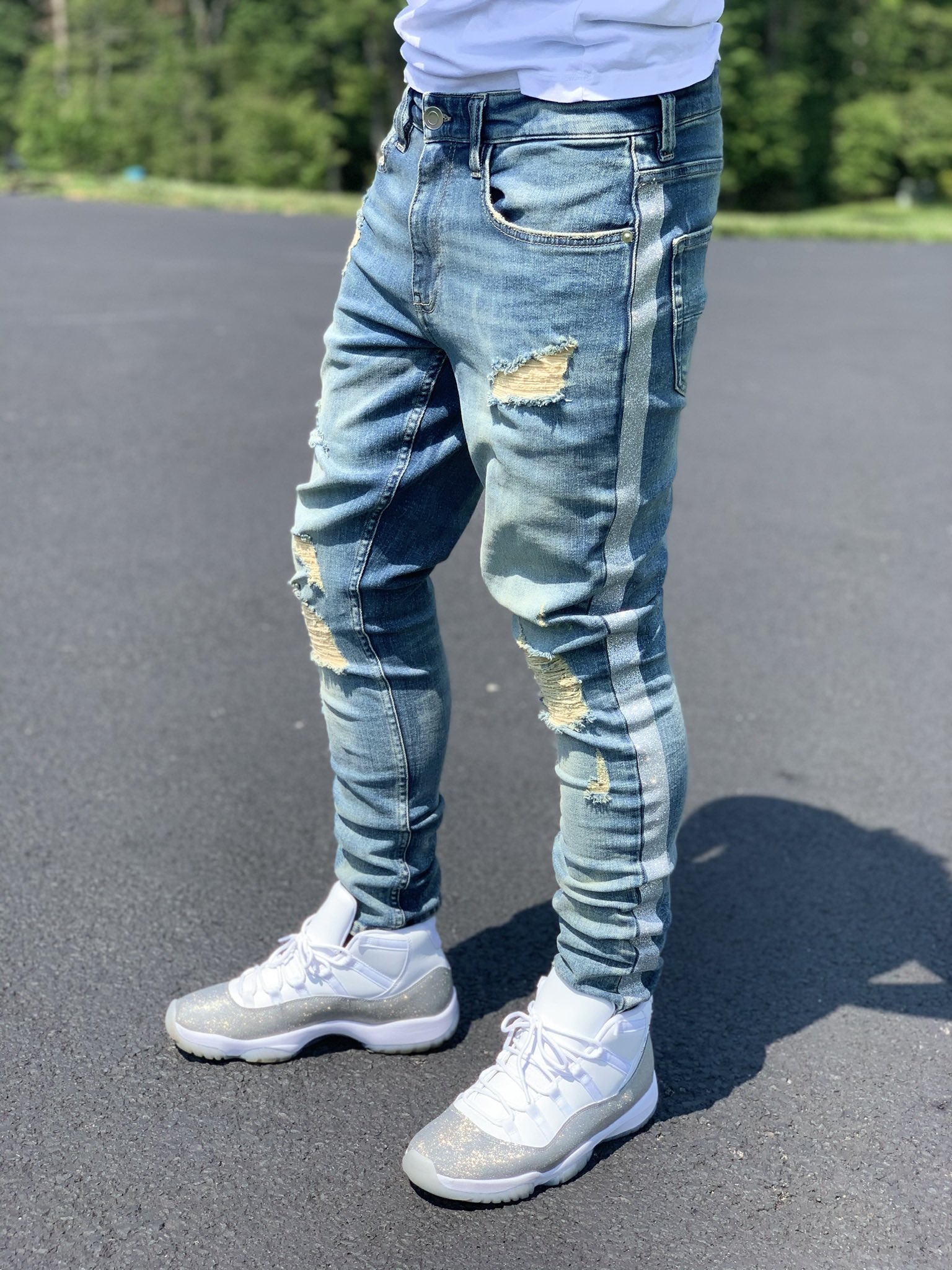 Silver stripe shop jeans
