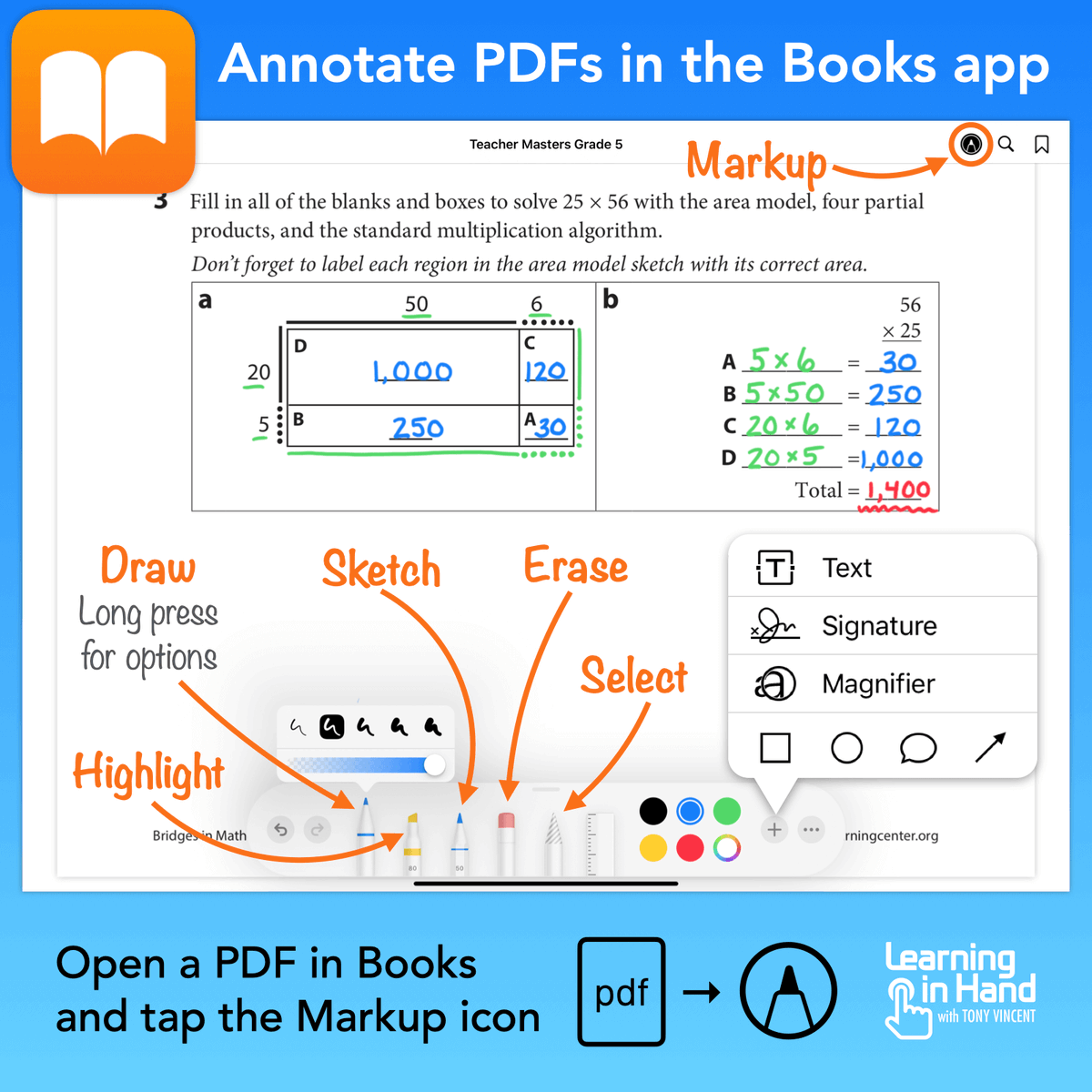 📑 You can store PDFs in the Books app on your iPad and annotate them.

As a fifth grade teacher, I loaded up the PDFs of my teachers guides and student books so that I could instantly call them up and write on them while mirroring my screen. 

Read more: instagram.com/p/CEPNFmrDsoR
