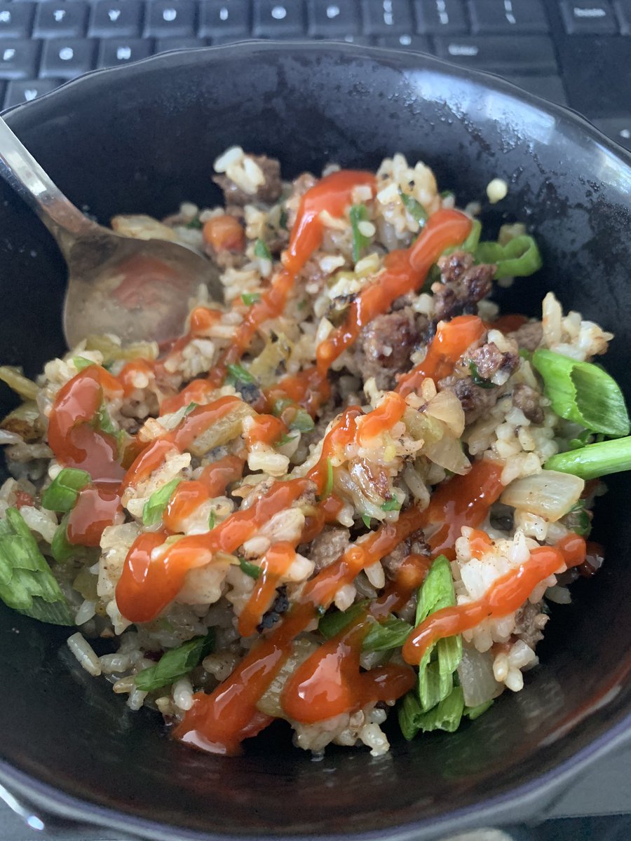 Hatch Green Chile Cheeseburger Fried RicesHE COOKED