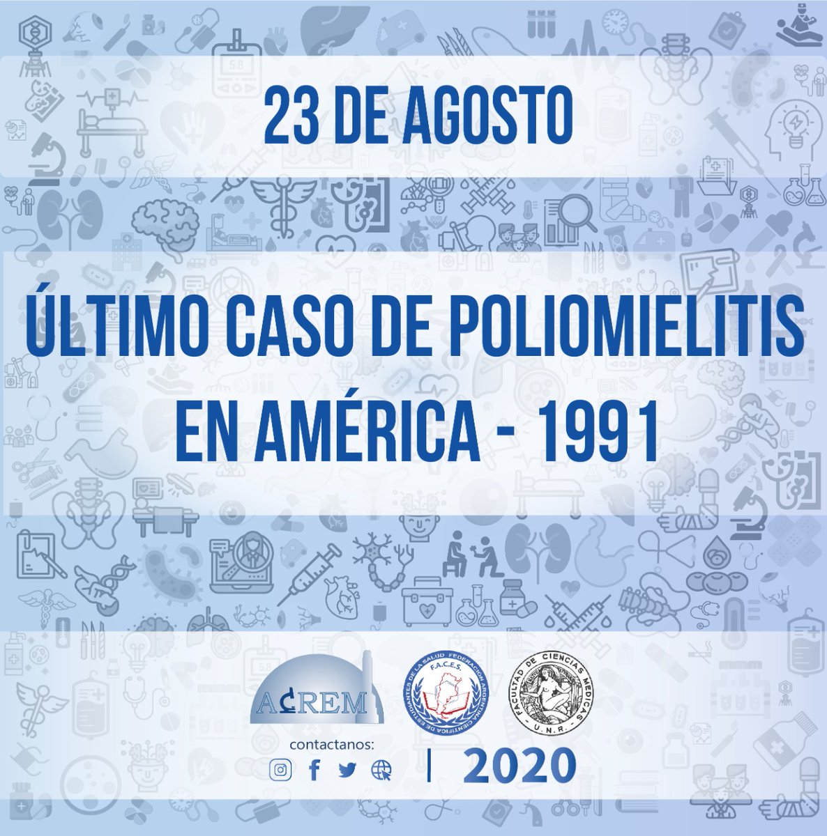acresrosario's tweet photo. Hoy se cumplen 29 años del último registro denunciado de poliomielitis en nuestro continente, cuando un niño peruano contrajo la enfermedad cuya alerta derivó en la implementación de una campaña de vacunación en ese país que logró frenar la aparición de manifestaciones.
#ACREM https://t.co/tg08oJZJYf
