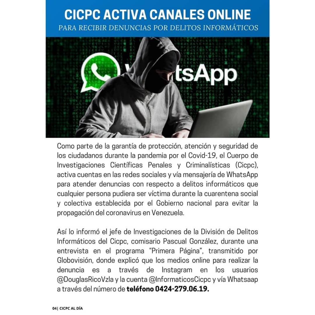 En estos tiempos de pandemia, es importante conservar la unión y la fuerza para continuar la batalla en la prevención de los delitos. Es por ello, que desde el Cicpc, 
instagram.com/p/CEPQUgvByhl/…