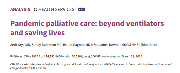 Any triage system that does not integrate palliative care principles is unethical. 
Patients who are not expected to survive should not be abandoned but must receive palliative care as a human right.
 #MyCareMyRight