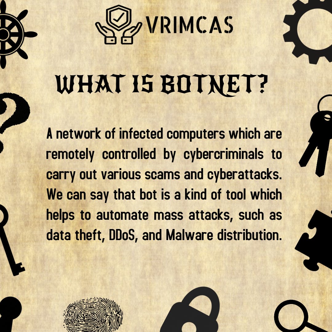 vrimcas's tweet photo. 𝗕𝗼𝘁𝗻𝗲𝘁: It is a collection of internet-connected devices infected by malware that allow hackers to control them.

#bot 
#botmaster
#botnet
#phishing
#bruteforce
#DDoS
#hacking
#hackers
#cybersecurity
#digitalforensics
#informationsecurity
#informationtechnology
#vrimcas https://t.co/2VGPjdvj24