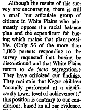 Surveys after integration showed that a vocal minority of white parents remained adamantly opposed to the district plan & did not believe the data demonstrating benefits to Black & White children.