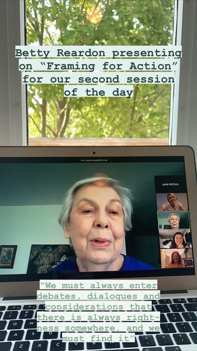 VOWPeace's tweet photo. Betty Reardon starts off our second session of Day 3 with her title: “Framing for Action”. We are so excited to have an incredible #peaceeducator with us today! https://t.co/nxVTtImA5c