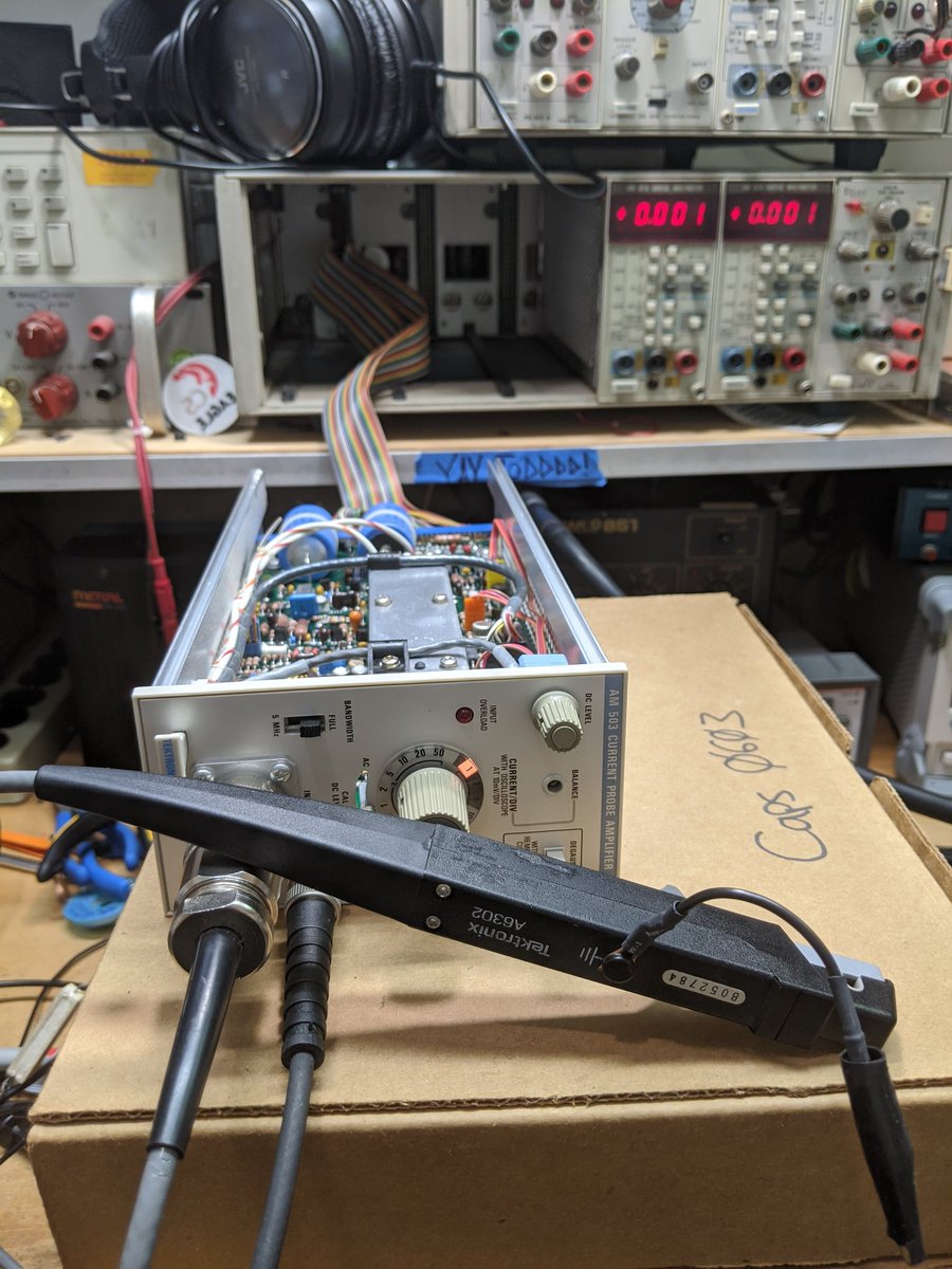 Partying this weekend trying to fix a Tektronix AM503/A6302 current probe. Using a TM500 extender cable I made on a milling machine 15 years ago.