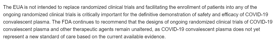 Important note: as Dr. Hahn said, the FDA is continuing to gather data--randomized clinical trials have not yet definitively proven the efficacy of COVID-19 convalescent plasma. It's not immediately clear where the 35% figure comes from.From the EUA announcement