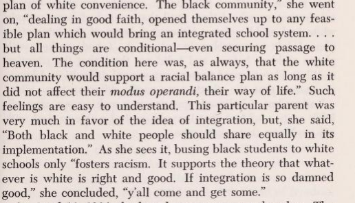 In interviews with the Black community this woman's take on one way integration is spot on.