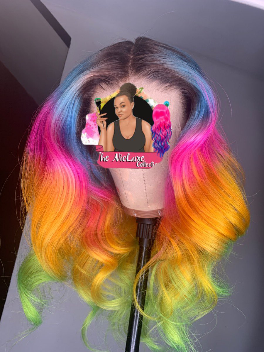 LuxeNic's tweet photo. Custom unicorn wig 🦄 🎨 
DM for all custom color inquiries🛍

#customcolor #wig #unicornwig #unicornhair #colorfulhair #BlackOwnedBusiness https://t.co/5p3CfCD6Ud