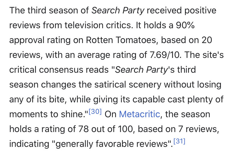 4) “But would HBO even be good at picking up these shows?” Honestly? Yes! Search Party switched to HBO for its 3rd season (which aired earlier last month) and it was pretty good! It had mostly positive reviews.