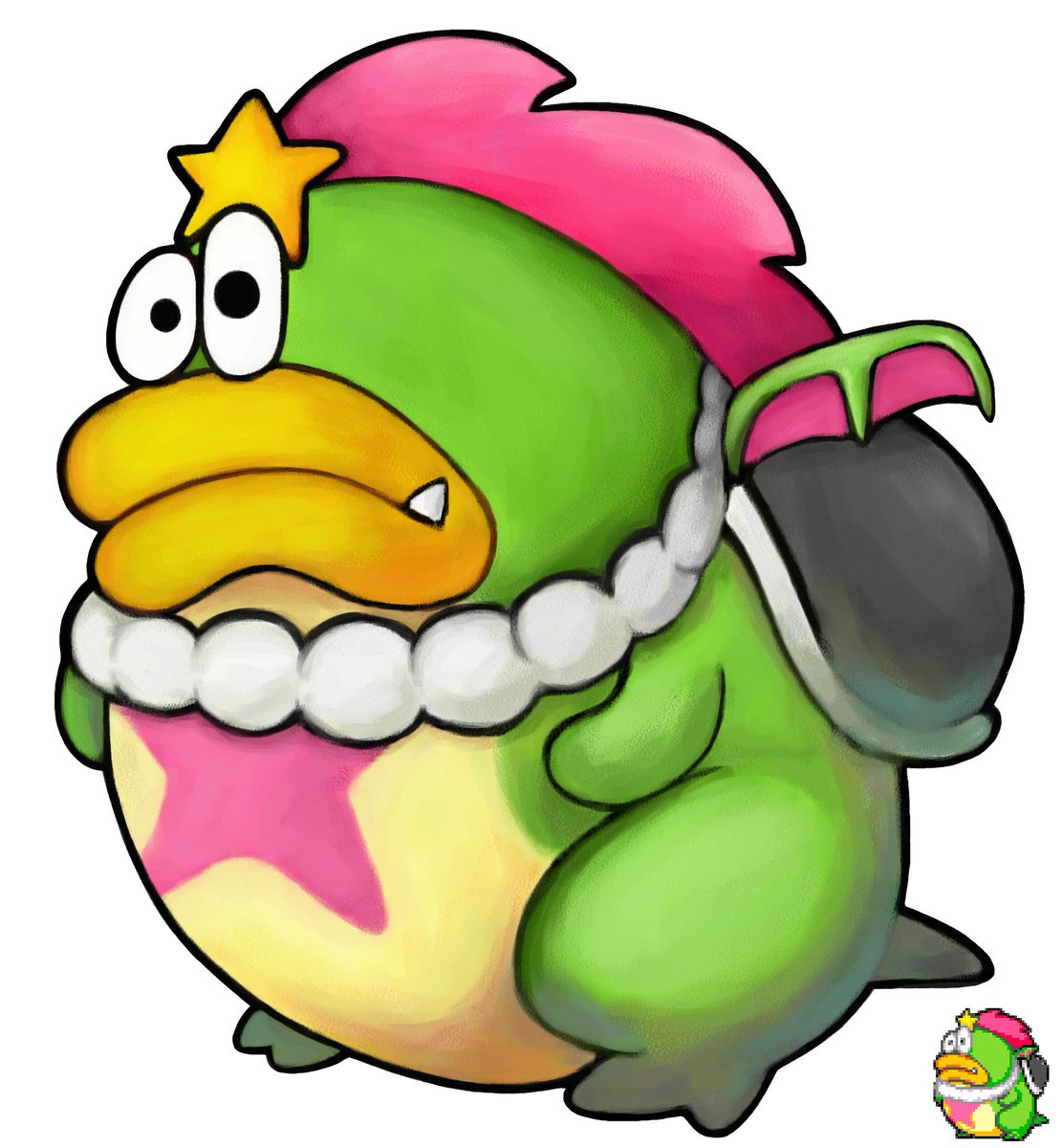 Sp1033's tweet photo. Tolstar from Mario &amp; Luigi: Superstar Saga, based on one of his weird sprites. I tried replicating the official Mario &amp; Luigi RPG art style.

#Nintendo #Mario #MarioandLuigi https://t.co/pcD3jCeZkx