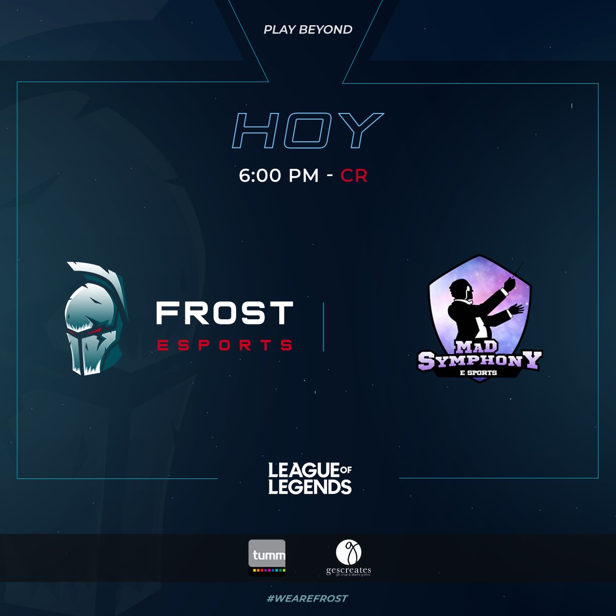 frost_esportsgg's tweet photo. Nos vemos hoy contra Mad Symphony en la primera división la de Temporada Dragón de los infiernos de Liga del Nexo
Los esperamos en el Facebook live de Liga del Nexo a partir de las 6:00 PM 🇨🇷 / 7:00 PM 🇨🇴🇲🇽
#WeAreFrost #GoFrost #Tumm https://t.co/1POvFXYfyv