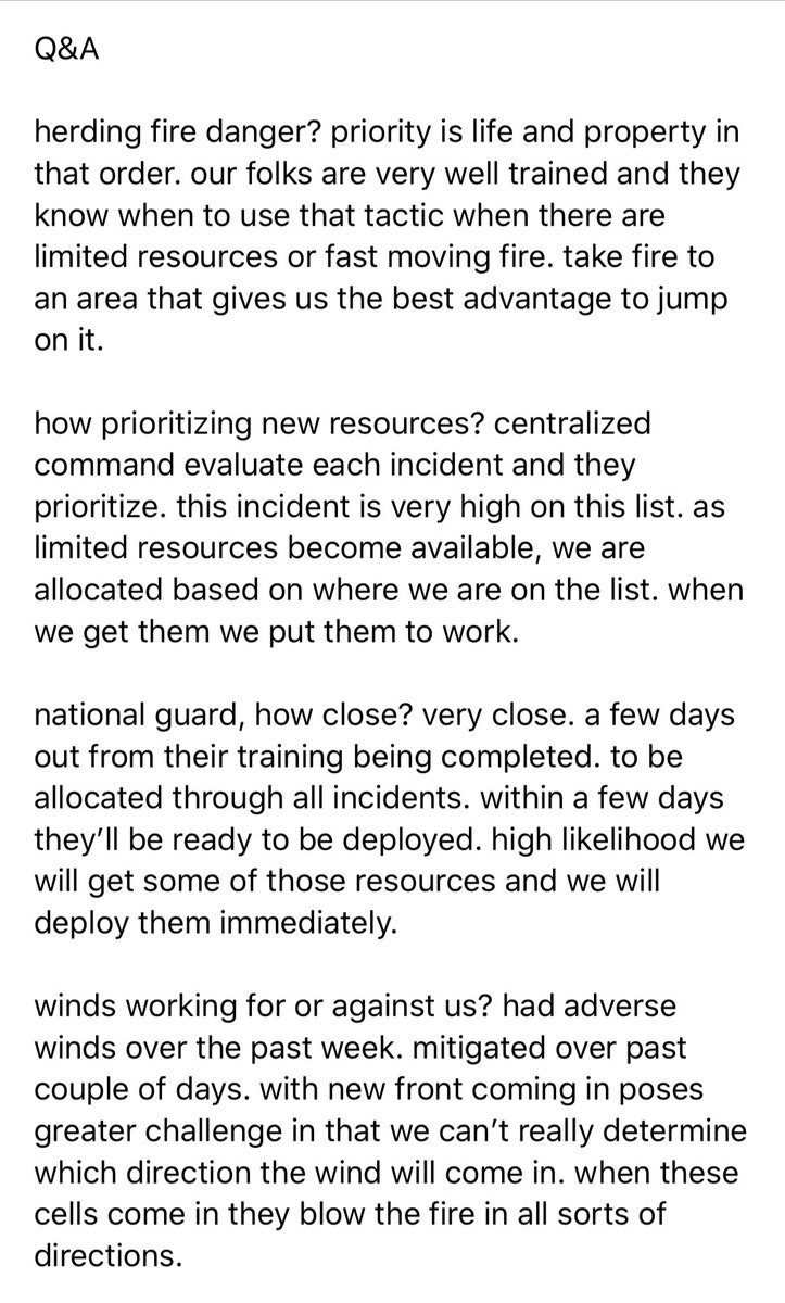 QA from press conference (interesting note re national guard - heard yesterday they give them a week of training and send them out as hand crews. Perhaps they should do the same for some local volunteers next time? I can handle myself with a shovel ) #CZULightningComplex