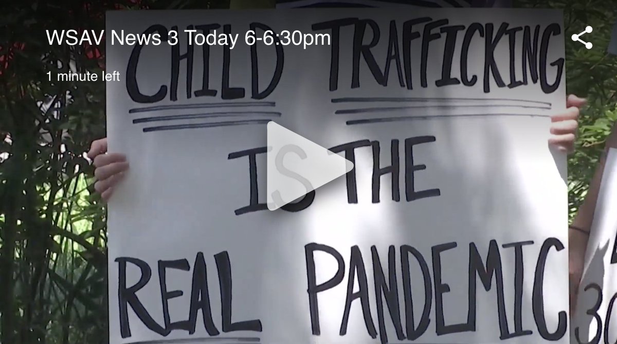 From two weeks ago, when a similar wave of QAnon events disguised as save-our-kids rallies drew credulous local coverage.  @WSAV is owned by NexStar.  https://www.wsav.com/news/local-news/crowd-raises-awareness-for-missing-exploited-children-at-save-the-children-march-in-savannah/ The pic shows how obvious the ploy is. COVID isn't real. Child trafficking is. Next stop on that bus is Q.