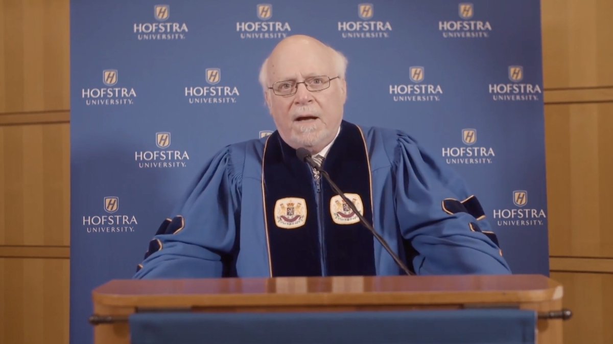 HofstraU's tweet photo. "The world needs your generation to help overcome the challenges which my generation and others have not yet solved. YOU are prepared to meet the challenges of tomorrow." - President Rabinowitz  🎓 #HofGrad2020 #HofstraStrong https://t.co/oP0ovs8571