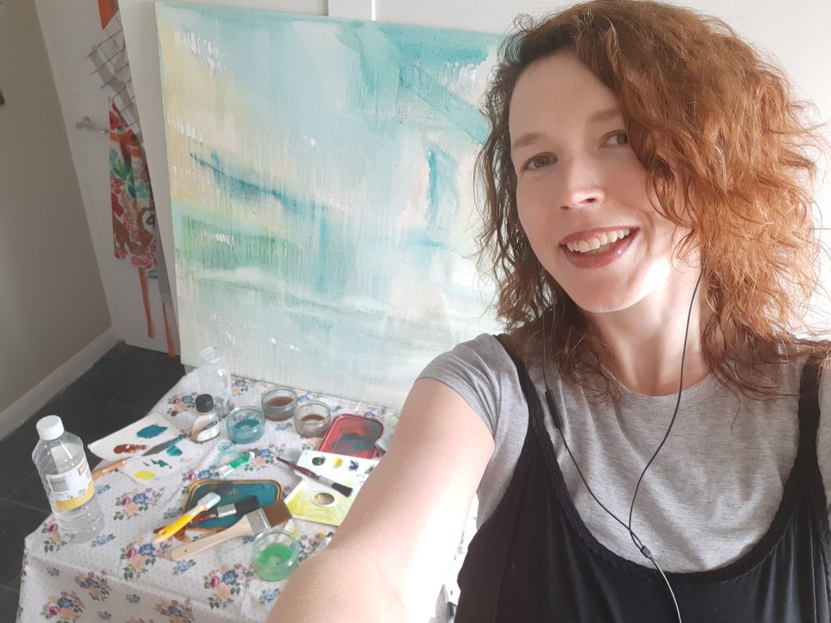 Good evening #ukcraftershour! I'm Morven an artist based in Edinburgh and I produce unique Scottish artwork with a folklore and fairytale edge! This is me earlier today beginning a new oil painting, now nearly finished and can't wait to share it with you! morvenna.com