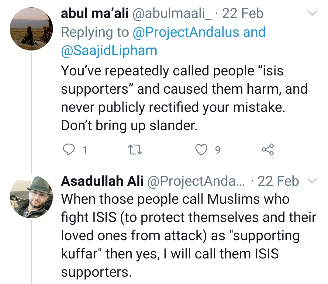 5. Asadullah has been shamelessly reporting brothers to authorities, because it is part of his self-righteous 'extremism' worldview.'Snitching' is a universally derided trait because it is often malicious, false and rooted in pre-crime, with life-changing consequences.