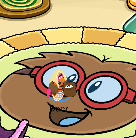 DeerNCP's tweet photo. my friend ava told me to adopt a brown puffle.. so i just had to. meet maris <3 (peep the crab photobombing) https://t.co/Zp2gIOStvy