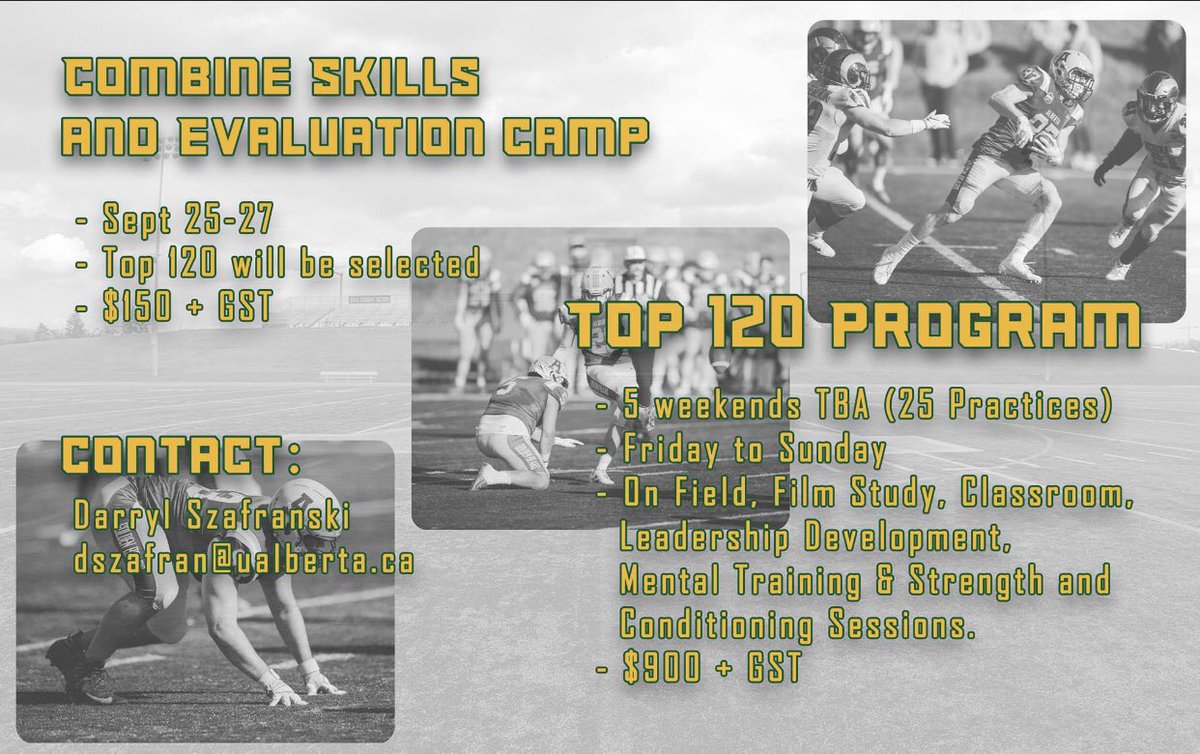 ElksPresMorris's tweet photo. Were excited to announce the Golden Bears Football Top 120! High school athletes can participate in our Sept Combine and Skills camp for the chance to be selected! The selected athletes will then participate in 5 weekend camps against the best from all over the province! https://t.co/e4qXDXhXYf