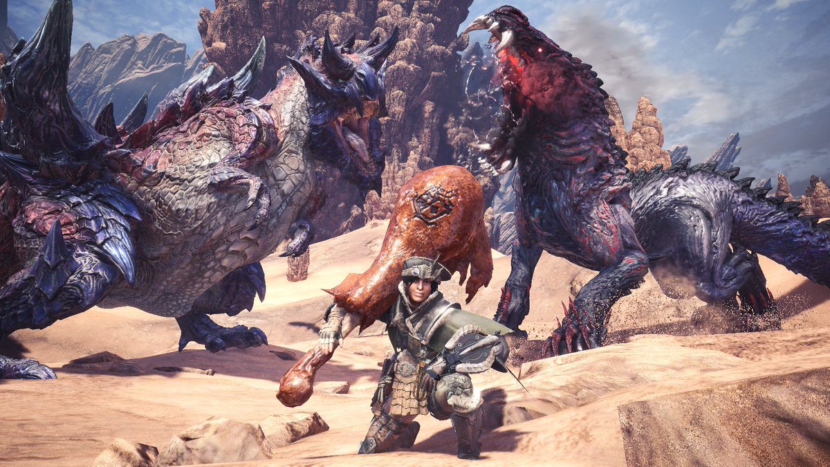 monsterhunter's tweet image. Quick 'n easy "Well-done Hammer" recipe to try during Seasonal Events~ 🍗

2 Meaty Canteen Tickets
2 Ebony Odogaron Hardfangs
3 Molten Bursas
8 Monster Solidbones

Just take it all to the Smithy and he'll cook a new weapon for ya! 😉 #SoTasty